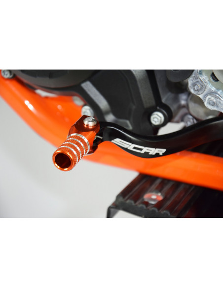 Sélecteur de vitesse SCAR noir mat/embout orange KTM SXF450