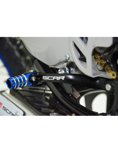 Sélecteur de vitesse SCAR noir mat/embout bleu Yamaha YZ85