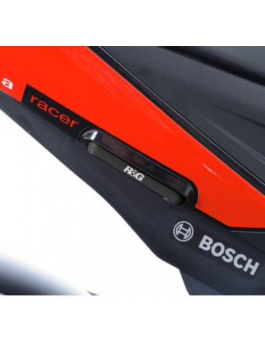 Cache orifice repose-pieds arrière gauche R&G RACING - noir Aprilia