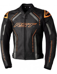 Veste RST S1 CE cuir - noir/gris/orange fluo taille XL
