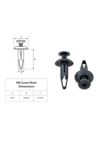 Rivets plastique M6 BOLT 10 pièces