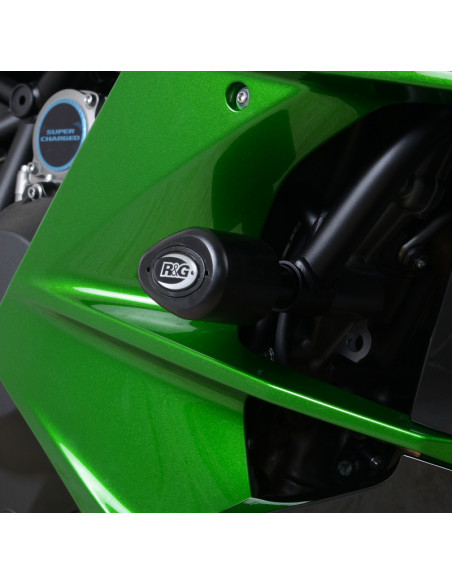 Tampons de protection R&G RACING Aero noir Kawasaki H2 SX