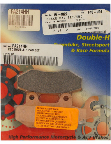 BRAKE PAD SINTERED HH