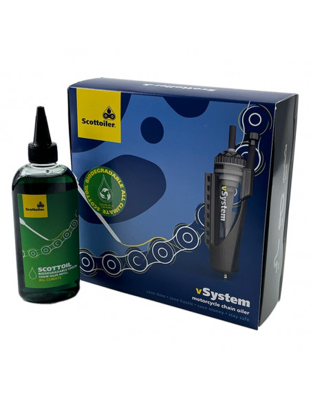 Graisseur de chaîne électronique SCOTTOILER + lubrifiant vert biodégradable