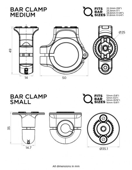 Base de support guidon QUAD LOCK 360 - medium