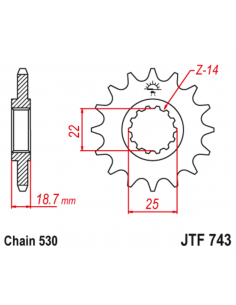 Pignon JT SPROCKETS acier anti-bruit 743 - 530