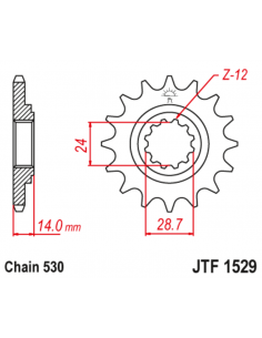 Pignon JT SPROCKETS acier anti-bruit 1529 - 525