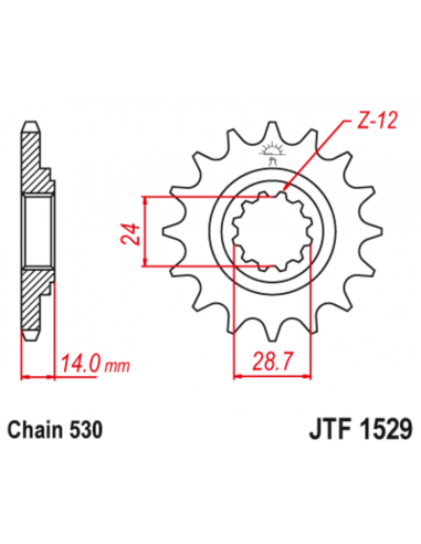 Pignon JT SPROCKETS acier anti-bruit 1529 - 525