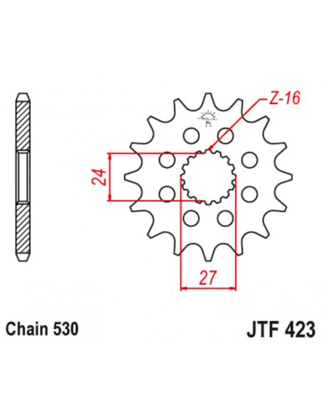 Pignon JT SPROCKETS acier anti-bruit 423 - 530