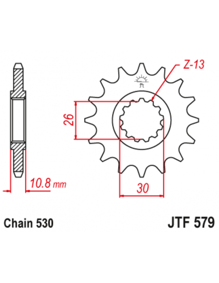 Pignon JT SPROCKETS acier anti-bruit 579 - 530
