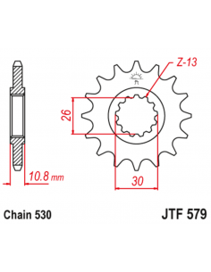 Pignon JT SPROCKETS acier anti-bruit 579 - 530 2