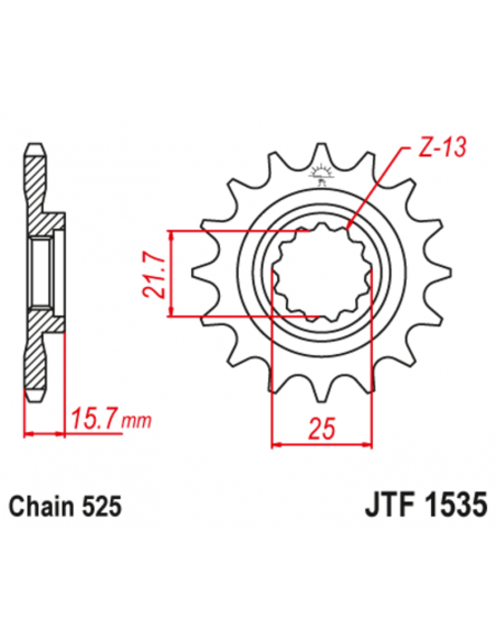 Pignon JT SPROCKETS acier anti-bruit 1535 - 525