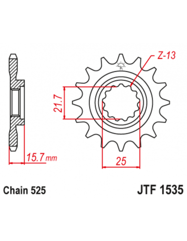 Pignon JT SPROCKETS acier anti-bruit 1535 - 525