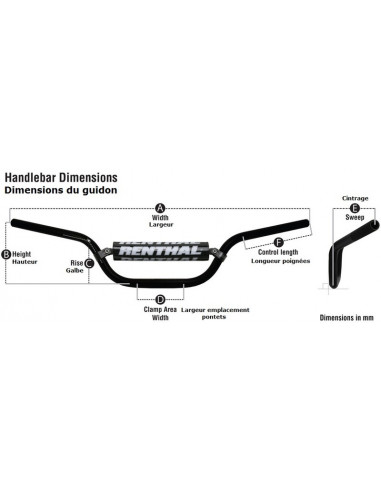Guidon RENTHAL MX/Enduro 7/8" 971 RC
