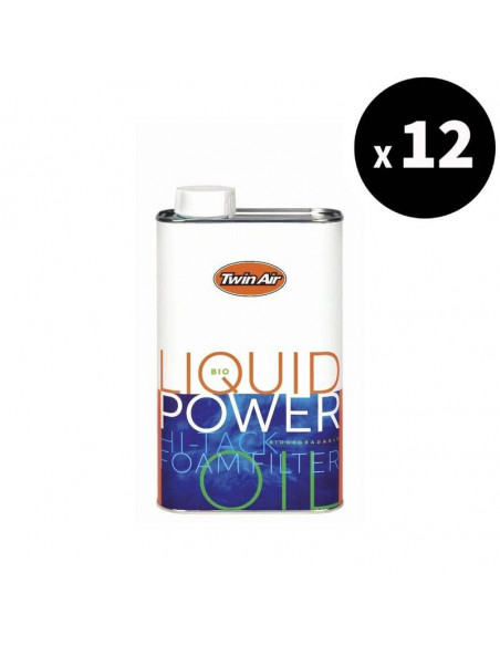 Huile pour filtre à air TWIN AIR Bio Liquid Power Foam biodégradable - Bidon 1L x12