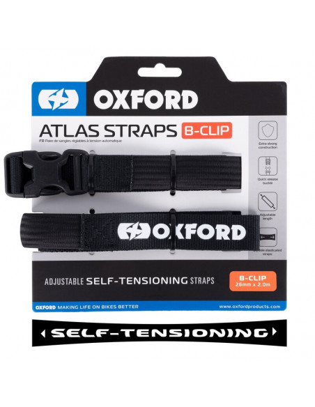 Sangle B Clip OXFORD Atlas 26mm x 2.0M noir (paire)