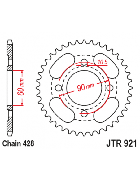 Couronne JT SPROCKETS acier standard 921 - 428