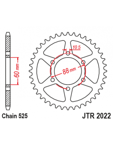 Couronne JT SPROCKETS acier standard 2022 - 525