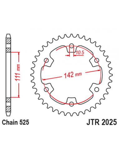 Couronne JT SPROCKETS acier standard 2025 - 525