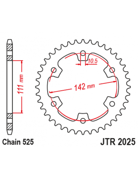 Couronne JT SPROCKETS acier standard 2025 - 525