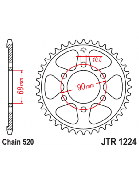 Couronne JT SPROCKETS acier standard 1224 - 520