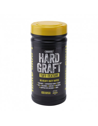 Lingettes à texture Tuff multi-usages DRAPER Hard Graft (pot de 80)