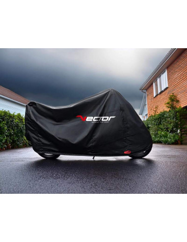 Housse de protection extérieur VECTOR H20 noir - Moto / Scooter avec Top case et bulle haute - M
