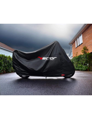 Housse de protection extérieur VECTOR H20 noir - Moto / Scooter avec bulle haute - L