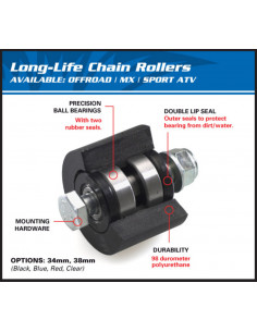 Roulette de chaine supérieur/inférieur ALL BALLS noir Suzuki LTR250R/500R / Honda CR250R/500R 2