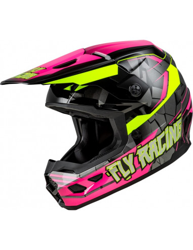 Casque enfant FLY RACING Kinetic Scorched - rose fluo/Hi-Vis/noir