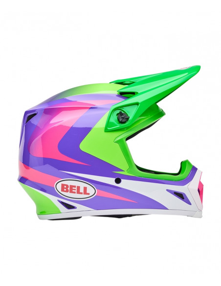 Casque BELL MX-9 Mips - Jackal Gloss Hi-Viz Green/Purple