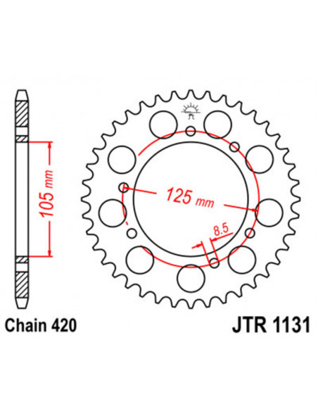 Kit chaîne JT/JT 420HDR 11/53 - couronne standard