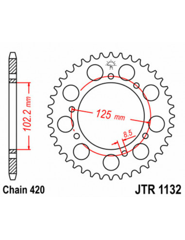 Kit chaîne JT/JT 420HDR 11/59 - couronne standard
