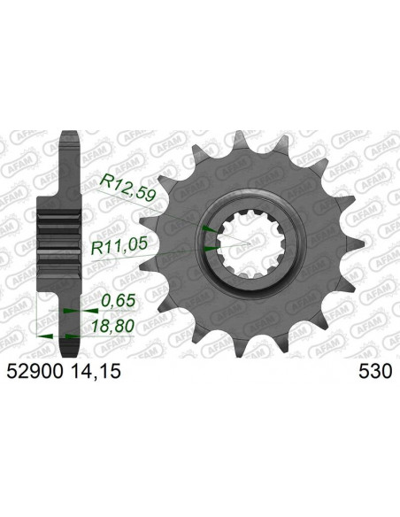 Kit chaîne AFAM 530XHR2 14/40 super-renforcé - couronne standard