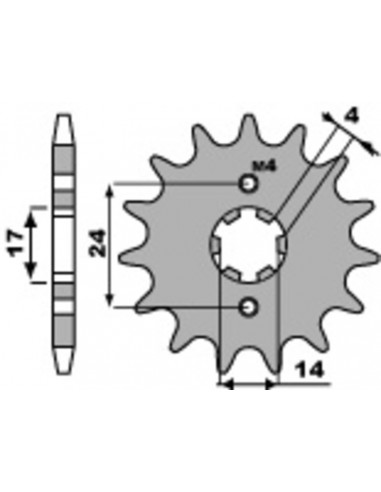 Kit chaîne DID/PBR 420D 11/59 (ratio OEM) renforcé - couronne acier standard