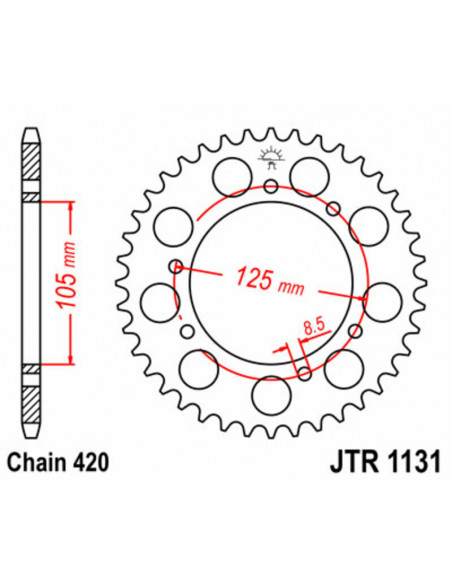 Kit chaîne JT/JT 420HDR 11/60 - couronne standard