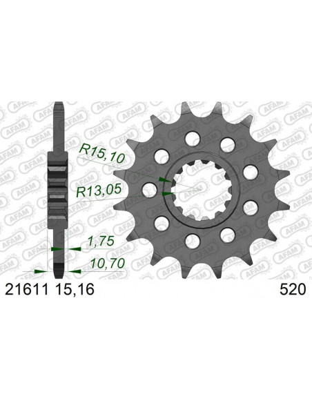 Kit chaîne AFAM 520XSR 43/15 super renforcé - couronne ultra-light anodisé dur 13814