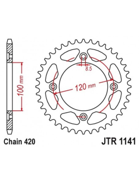 Kit chaîne JT/JT 420HDR 11/50 - couronne standard
