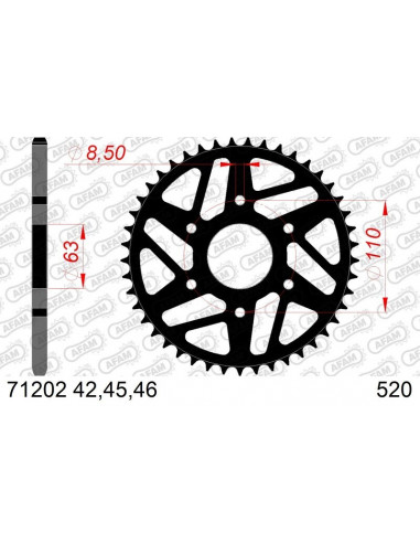 Kit chaîne AFAM 520XRR3 14/45 renforcé - couronne standard