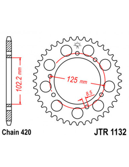 Kit chaîne JT/JT 420HDR 11/53 - couronne standard
