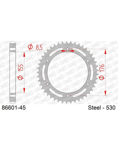 Couronne AFAM acier standard 86601 - 530