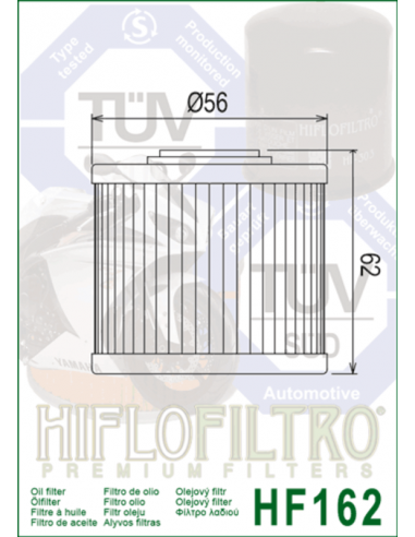 Filtre à huile HIFLOFILTRO - HF162