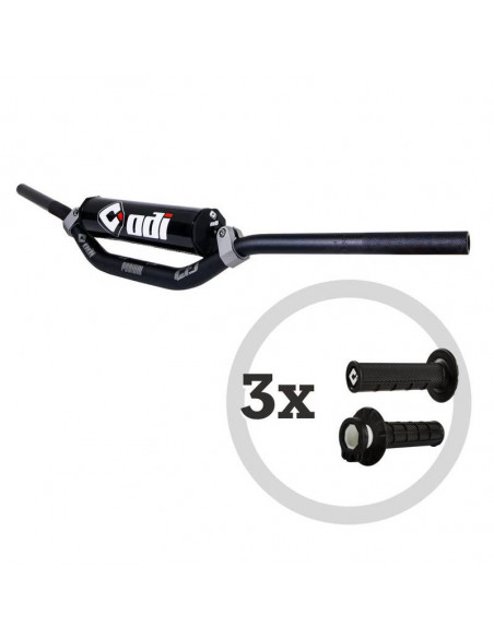 Kit guidon ODI CFT Podium MX + 3 paires de revêtements MX V2 Lock-On semi-gaufrés