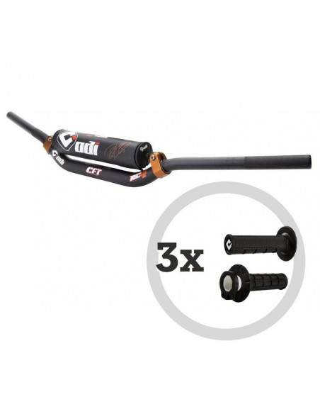 Kit guidon ODI CFT Podium MX + 3 paires de revêtements MX V2 Lock-On semi-gaufrés