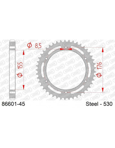 Kit chaîne AFAM 530XHR2 17/44 super-renforcé - couronne standard