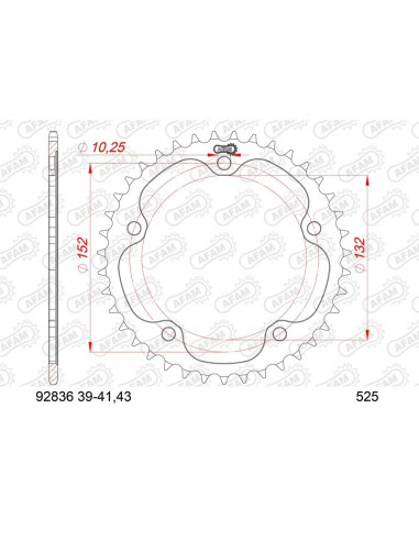 Kit chaîne AFAM 525XSR2 16/39 super-renforcé - couronne standard