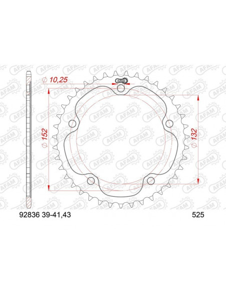 Kit chaîne AFAM 525XSR2 16/39 super-renforcé - couronne standard