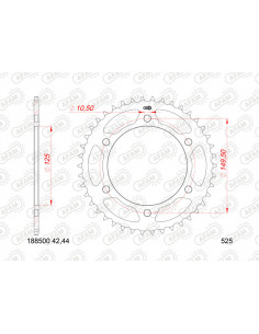 Couronne AFAM 46 dents acier pas 525 type 188500 2