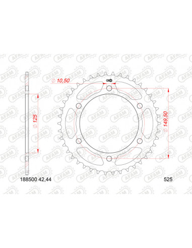 Couronne AFAM 44 dents acier pas 5205 type 188500