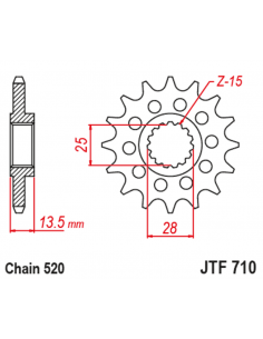 Pignon JT SPROCKETS acier anti-bruit 710 - 520 2